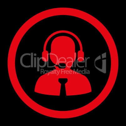 Support chat flat red color rounded vector icon