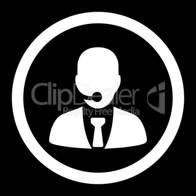 Call center operator flat white color rounded vector icon