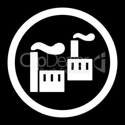 Industry flat white color rounded vector icon