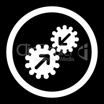 Integration flat white color rounded vector icon