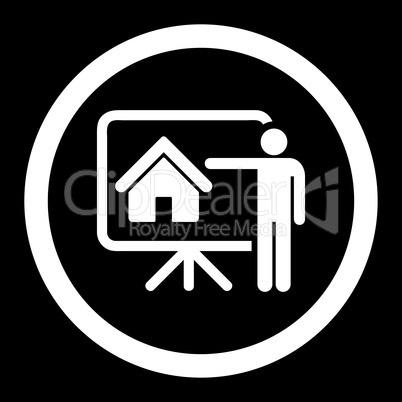 Realtor flat white color rounded vector icon