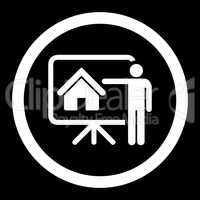 Realtor flat white color rounded vector icon