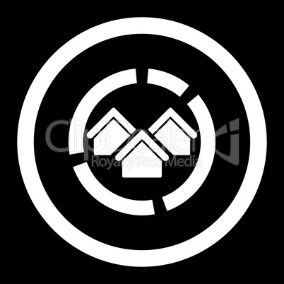 Realty diagram flat white color rounded vector icon Realty diagram flat white color rounded vector icon