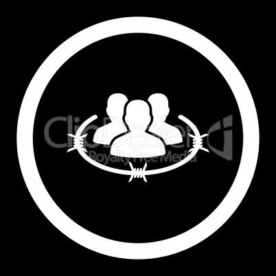Strict management flat white color rounded vector icon