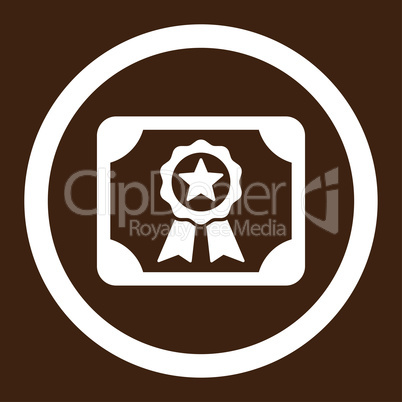 Certificate flat white color rounded vector icon