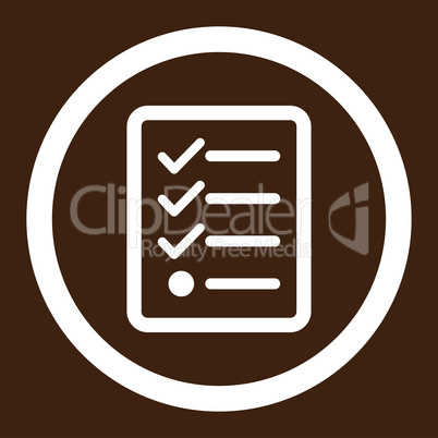 Checklist flat white color rounded vector icon