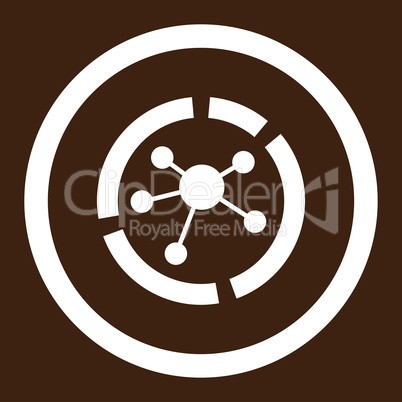 Connections diagram flat white color rounded vector icon