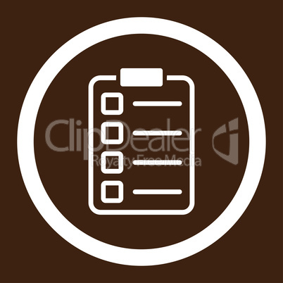 Examination flat white color rounded vector icon