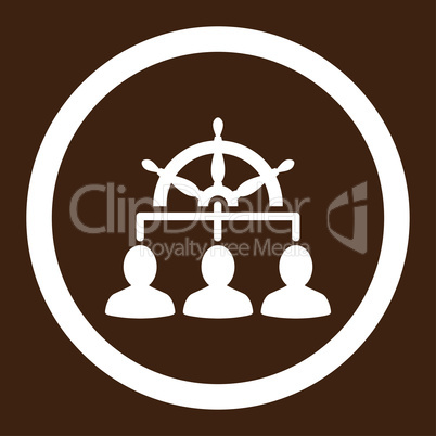 Management flat white color rounded vector icon