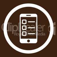 Mobile test flat white color rounded vector icon