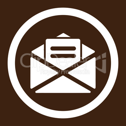Open mail flat white color rounded vector icon