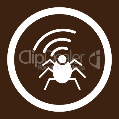 Radio spy bug flat white color rounded vector icon