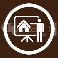 Realtor flat white color rounded vector icon