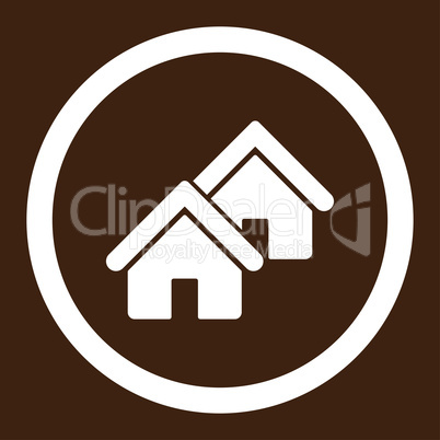Realty flat white color rounded vector icon