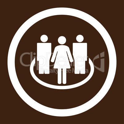 Society flat white color rounded vector icon