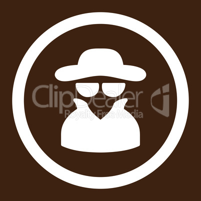 Spy flat white color rounded vector icon