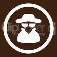 Spy flat white color rounded vector icon