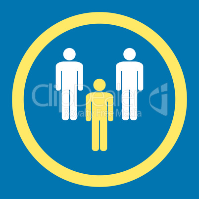 Community flat yellow and white colors rounded vector icon