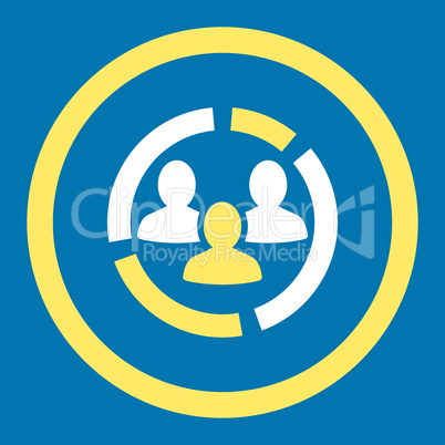 Demography diagram flat yellow and white colors rounded vector icon