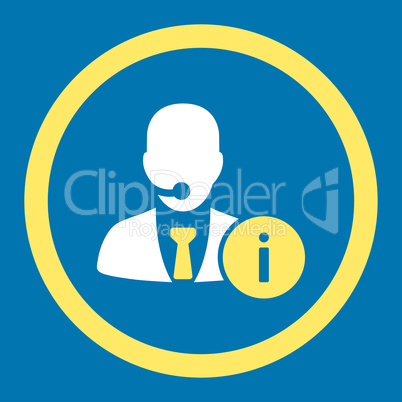 Help desk flat yellow and white colors rounded vector icon