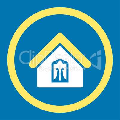 Home flat yellow and white colors rounded vector icon