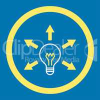Idea flat yellow and white colors rounded vector icon