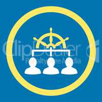 Management flat yellow and white colors rounded vector icon