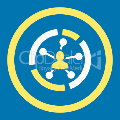 Relations diagram flat yellow and white colors rounded vector icon