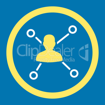 Relations flat yellow and white colors rounded vector icon