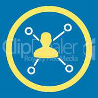Relations flat yellow and white colors rounded vector icon