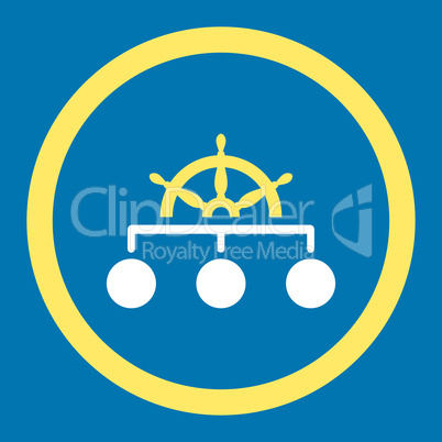 Rule flat yellow and white colors rounded vector icon