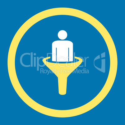 Sales funnel flat yellow and white colors rounded vector icon