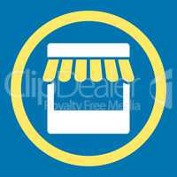 Store flat yellow and white colors rounded vector icon