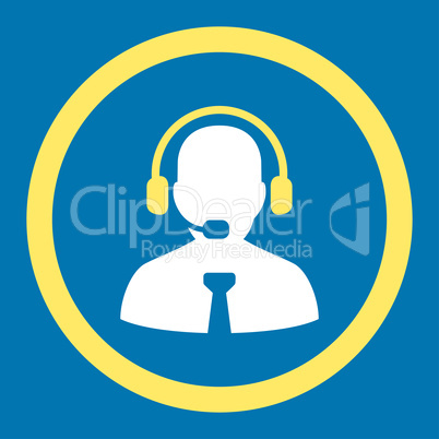 Support chat flat yellow and white colors rounded vector icon