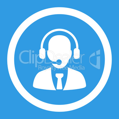 Call center flat white color rounded vector icon