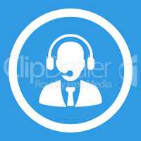 Call center flat white color rounded vector icon
