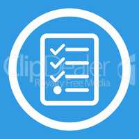 Checklist flat white color rounded vector icon