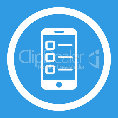 Mobile test flat white color rounded vector icon