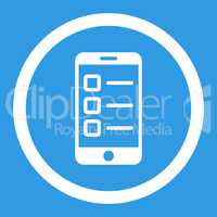 Mobile test flat white color rounded vector icon