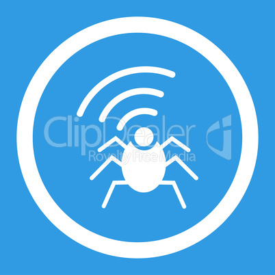 Radio spy bug flat white color rounded vector icon