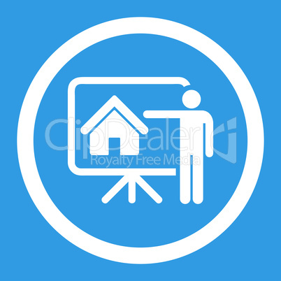 Realtor flat white color rounded vector icon