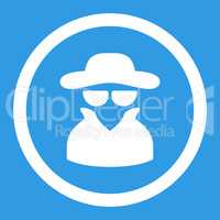 Spy flat white color rounded vector icon
