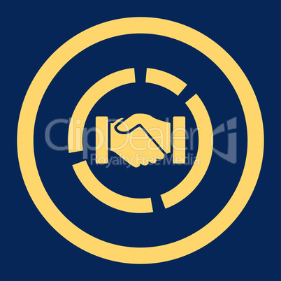 Acquisition diagram flat yellow color rounded vector icon