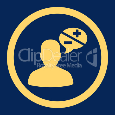 Arguments flat yellow color rounded vector icon