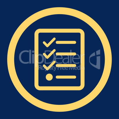 Checklist flat yellow color rounded vector icon