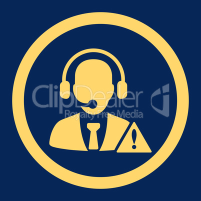 Emergency service flat yellow color rounded vector icon