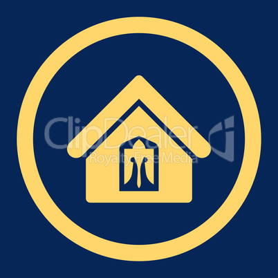 Home flat yellow color rounded vector icon