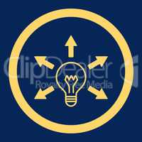 Idea flat yellow color rounded vector icon