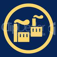 Industry flat yellow color rounded vector icon