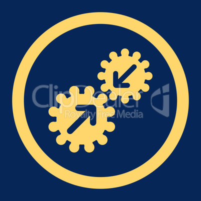 Integration flat yellow color rounded vector icon